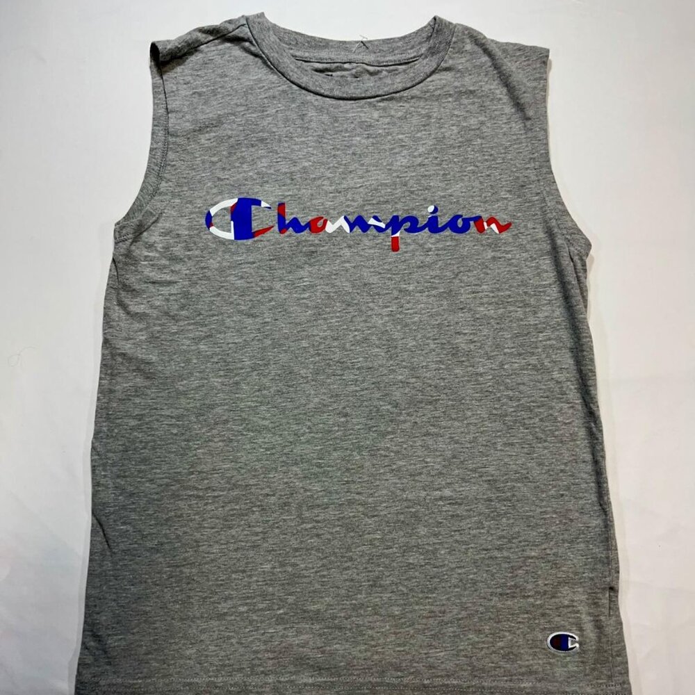 Champion Boys Sleeveless Tank Top Gray Logo Shirt Champion Boys Sleeveless Tank